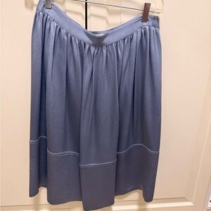 Burberry Soft Blue Gathered Midi Skirt